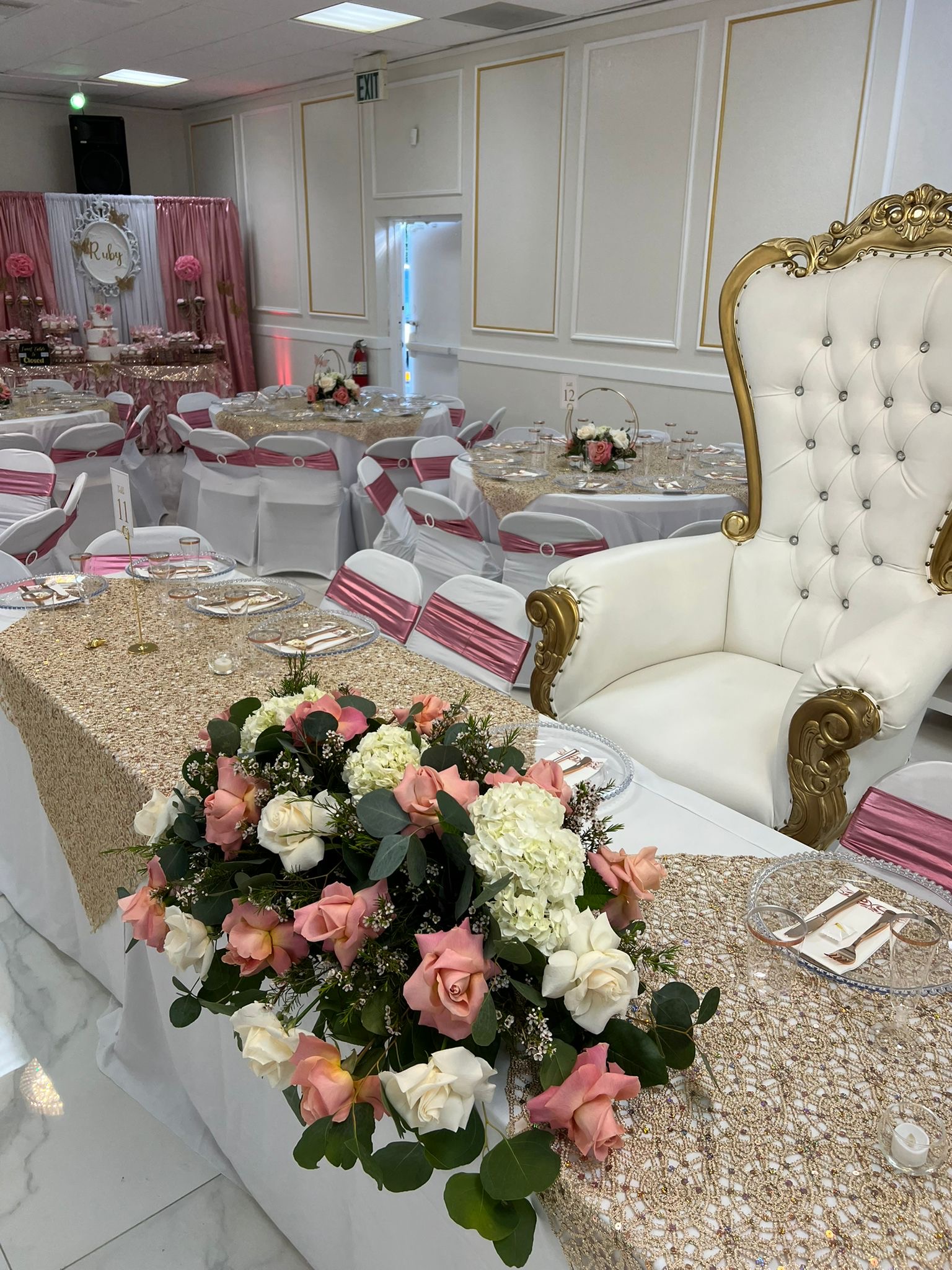 Elegant banquet hall setup
